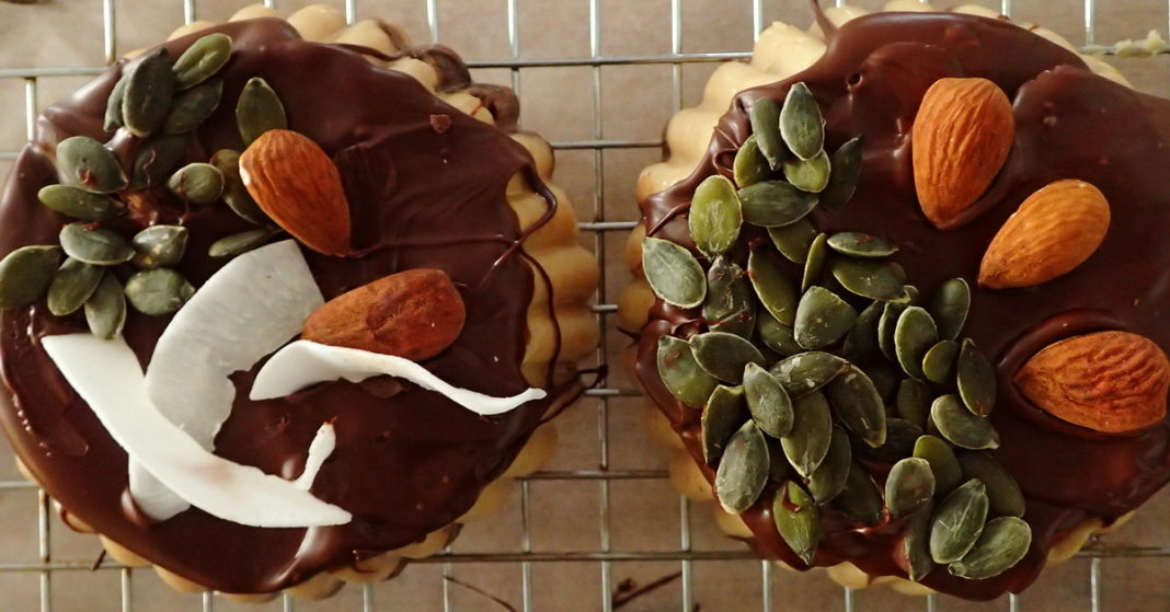 Tahini halva with dark chocolate is vegan and very popular for Greek Orthodox lent.